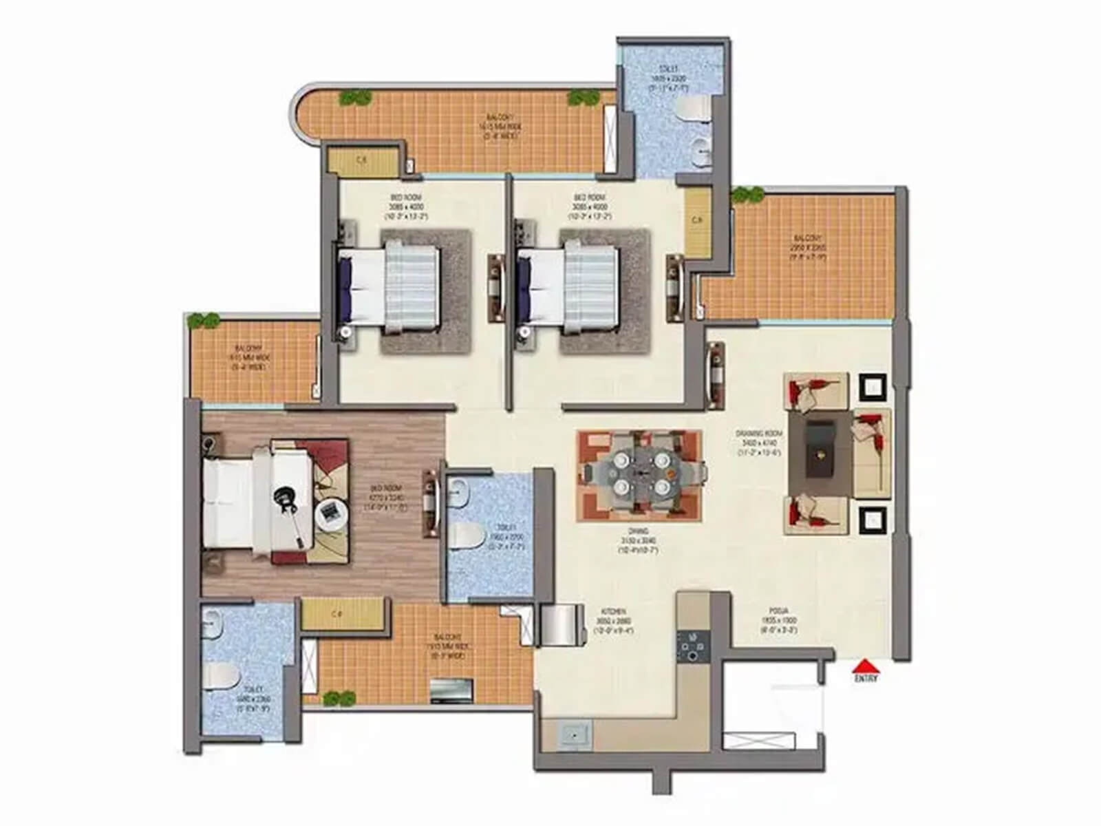 3-BHK-Platinum-II-SAYA-Gold-Avenue-1755